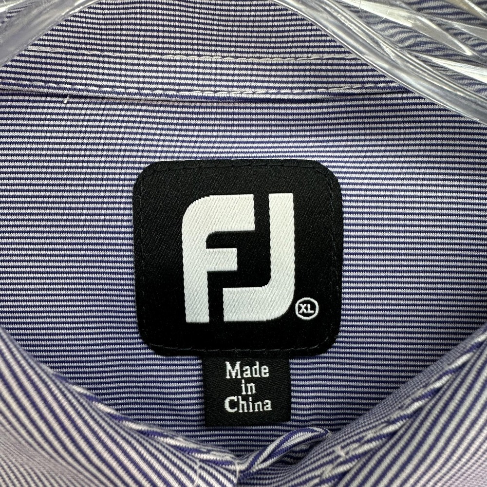 FootJoy Polo Shirt Mens XL Purple Stripe Golf‎ Performance Stretch Top Active - Picture 3 of 9